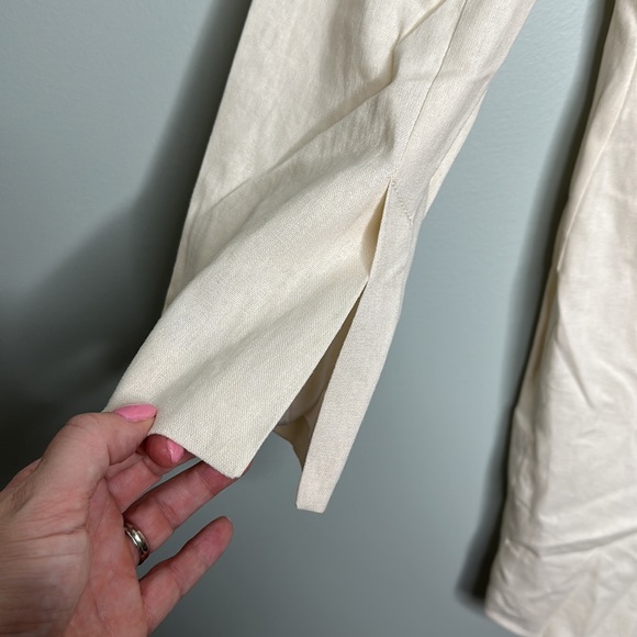 Zara Cream Colored Long Linen Blend Double Breasted Blazer Sz Medium! - Picture 5 of 8